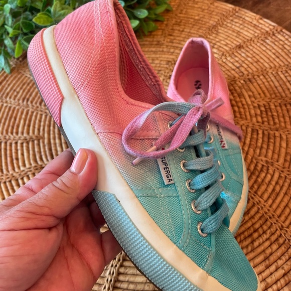 Superga Two-Tone Canvas Sneakers Pink & Light Blue - Picture 5 of 15